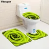 Badmatten Thregost Europa Floral Print Shower Non Slip Mat Toilettapijt 3 -delige set Water Absorberend Tapijten Tachines Tekenschuim Rug