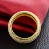 Hip Hop Full Zircon Ring Copper 18K Gold Plated Men Women Finger Ring