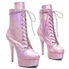 Tanzschuhe Auman Ale 15cm/6 Zoll pu obere sexy exotische High Heel -Plattform Party Frauen Knöchelstiefel Pole 009