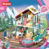 Sluban Building Block Toys Girls Dream Holiday Snow Tour 439pcs bakstenen B0961 Hot Spring Resort Compatbile met toonaangevende merken