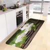 Badmattor Zen Kitchen Green Bamboo Flowing Water Black Stone Spa Nature Scenery Bedroom Long Carpet Home Decor Non-Slip Rug Mat