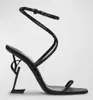 Top Luxury Opyum Strass Sandals Shoes Ankle-Strap Crystal-embellished Satin Crisscross Vamp Gladiator Sandalias Party Dress High Heels Lady Walking EU35-43 new