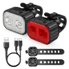 Bike Light Q4 LED Sécurité Avertissement Headlighttailight USB Charge Avant Arrière Lampes de poche étanche à vélo de route pour VTT imperméable