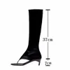 7CM Gladiator sandals Med sheepskin 2024 leather patent heels Pumps Women Summer peep open-toe Narrow Band zip zipper Elasticity Flip-flops long boots siz 34-43 513 per