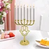 Titulares de vela 7 titular ramificado Hanukkah chanukah menorah ornament metal castlestick para decoração de férias de casamento de banquetes Ano