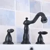 Bathroom Sink Faucets Widespread Black Oil Rubbed Brass Basin Faucet 3 Hole Deck Mount Bathtub Mixer Water Kitchen Taps
