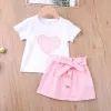 ズボンのユーモアベアの女の赤ちゃんの服ファッション新しい女の子の服セットキッズ服幼児の女の子かわいい弓のツシャツ+パンツ夏セット