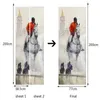 PVC Självhäftande vattentät dörrklistermärke Handritad Abstrakt EXTROMEN-figurer Väggmålning Restaurang Dörrdekor klistermärke