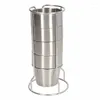 Mugs Stainless Steel Camping Cup Set Of 4 Double Layer Coffee With Stand Holder Stackable Outdoor Cups For Picnic