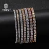 TBTK Fashion M 4mm 5mm eine Reihe vereiste Kette Roségold AAA Zirkonia Tennisarmband Hiphop Kupferbringer Handgelenk Luxusschmuck 210279p