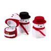 1 stuk sneeuwman Velvet Jewelry Box Santa Claus Ring Box Sieradencontainer voor oorbellen Display Christmas Gift Box Holder