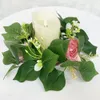 Kerzenring künstlicher Blume Grüngrüne Kranz Mini Kerzenkränze für Säulen Bauernhaus Hochzeitstisch Party Home Dekoration