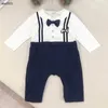 Klassiekers pasgeboren jumpsuits peuter bodysuit maat 59-90 cm knappe schouderbandbroeken ontwerp baby kruipende pak 24april