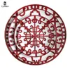 Placa de cerámica pintada a mano Red creative redondea de vajilla de estilo H Cena placas Conjunto de placas de cargador para pasta de boda2946135