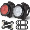 USB Rechargeable Bike Light Set Super Bright Front Headlight and Rear LED Bicycle Light 650mah 4 Light Mode Options