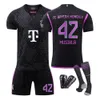 Bayern Jersey 2324 Away Black Childrens 학생 성인 교육 세트 팀 키트 그룹 구매 남성 및 여성 축구 유니폼