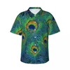 Men's Casual Shirts Peacock Design Vacation Shirt Mens Abstract Feather Hawaiian Short Sleeve Custom Elegant Oversize Blouses Gift