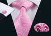Fast Ties Paisely Pink Mens Set Hankerchief Cufflinks Jacquard Woven Business Formal Work Neck Tie Set Wedding N03799739470