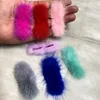 3*7 cm Fuchs Pompom Bunte Fliege Biege weiche Fell Pompom