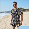 Herren Casual Shirts 2 Stück Hawaiian Outfits Tropical Print Short Sleeve Button Down Shirt und Shorts Set Plus Size S m l xl xxl Drop d ot7t2