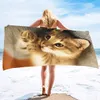 Serviette de plage pour femmes, filles, enfants, hommes, serviette de bain de chat serviette de piscine gratuite absorbant doux serviette de chat en peluche douce pour les amoureux des chats