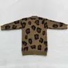 Meninas de bebê Cardigan Sweater Roupas de leopardo aberto Coat de manga longa Crianças de lã Childre