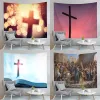 Religiös kors tapestry kreativ rosa solnedgång vardagsrum sovrum vägg modern