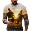 Trendy Summer Men's T-Shirt Creative Beer Graphic 3D Gedrukte Bar Hip Hop Personality Short-Sleeve Street O Collar Plus Size Top