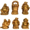 Estatuetas decorativas feng shui conjunto de 6 resina 2 '' rindo Buda Gold Gold Ingot Home Decoration Presente