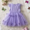 Mädchenkleider Sommerkleid 2024 neues Schmetterlingsnetz fliegendes Ärmelkleid Mädchen Mode Kleider Kleinkind Girls Casual Wear Childrens Kleidung 1-5y