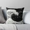 Poduszka czarno -biała wielka fala rzut cuzje okładka elastyczna na sofę