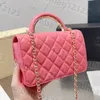 Designerinnen Frauen WOC Griff gestackte Umhängetaschen Beutel Frankreich Luxusmarke glatte Lederklappe Kupplung Kartenhalter Geldbeutel Handtasche Dame Ketten Gurt Crossbody Taschen 19cm