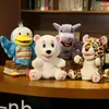 1 pc 28cm Cartoon Dier Handpop speelgoed Kawaii Duck White Bear Dinosaur Luipard Plush Doll Baby Educatief speelgoed Geschenken 240321