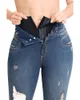 Jeans féminins 2024 Y2K Curvé Slim Fit Skinny Sexy Sexy High Wistan Soulemalized Pants avec plusieurs trous