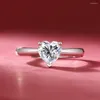 Klusterringar leclat 1ct hjärtskärande moissanit förlovningsring för kvinnor gra 925 sterling silver bröllop pläterat diamantband juvelery