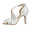 Dance Shoes Elisha Women/Girl/ Lady Open Toe Latin Shoe Customized Heel White Socials Wedding Evening Salsa Dancing