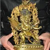 Dekorativa figurer 12 '' Tibetansk buddhism brons förgylld Mahakala Vajrakilaya Wrathful Buddha Statue