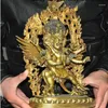 Dekoracyjne figurki 12 '' Buddyzm tybetański Brązowy pozłacany Mahakala Vajrakilaya Wrathful Statua Buddha