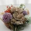 Dekorativa blommor som säljer konstgjorda blommor rosa naturliga rosen Silk Brudbukett Peony Wedding Home Party Champagne Diy Decoration Faux