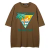 T-shirt a maniche corte hawaiane per maschile di marca alla moda di cotone in cotone per uomo, maglietta versatile