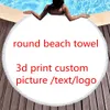 Anpassad bild Round Beach Handdukar Anpassade foto/logotyp 3D Tryckt Bästa present Badrumshandduk med tofsar Microfiber Dropshipping