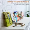 Decorative Figurines 3 Pcs Ornaments Tiger Leopard Creative Decoration Office Statue Car Keys Keychain Brass Tabletop