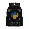 Backpack Python Programmer Ugly Sweater Backpacks For Women Men College School Bookbag Fits 15 Inch Laptop Programing Code Coder Bags