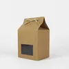 Present Wrap 200st Kraft Paper Party/Wedding Påsar Kakor/choklad/godisförpackningslådor med tydligt PVC -fönster