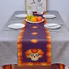 Halloween flores calavera de lino corredores decoraciones de fiesta navideña mesa de comedor lavable corredores de comedor bufandas decoración de la mesa