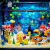 Marine ökologische Panzer MOC Jellyfish Turtle Shark Sea Kreaturen Ziegel Ideen Aquarium Model Blöcke Spielzeuggeschenk Kinder Jungen Mädchen