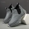 Casual Shoes High Top Chunky Sneaker Men Designer Cover Bottom Ankle Boot Fashion Microfiber Läder Ökad Intern plattform