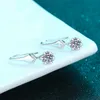 Sterling Silver Real Moissanite Dangle Earrings Platinum Plating Gemstone Diamond Flower Drop Earrings For Women Fine Jewelry