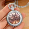 Montres de poche anime genshin verre dôme quartz poche femme hommes argent collier pendentif unique horloge de cadran rond accessoires cadeaux y240410