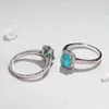 Cluster Rings Charm Luxury 925 Silver Tourmaline Paraiba Finger For Women Fashion Green Ring Jewelry Accessories Bijoux